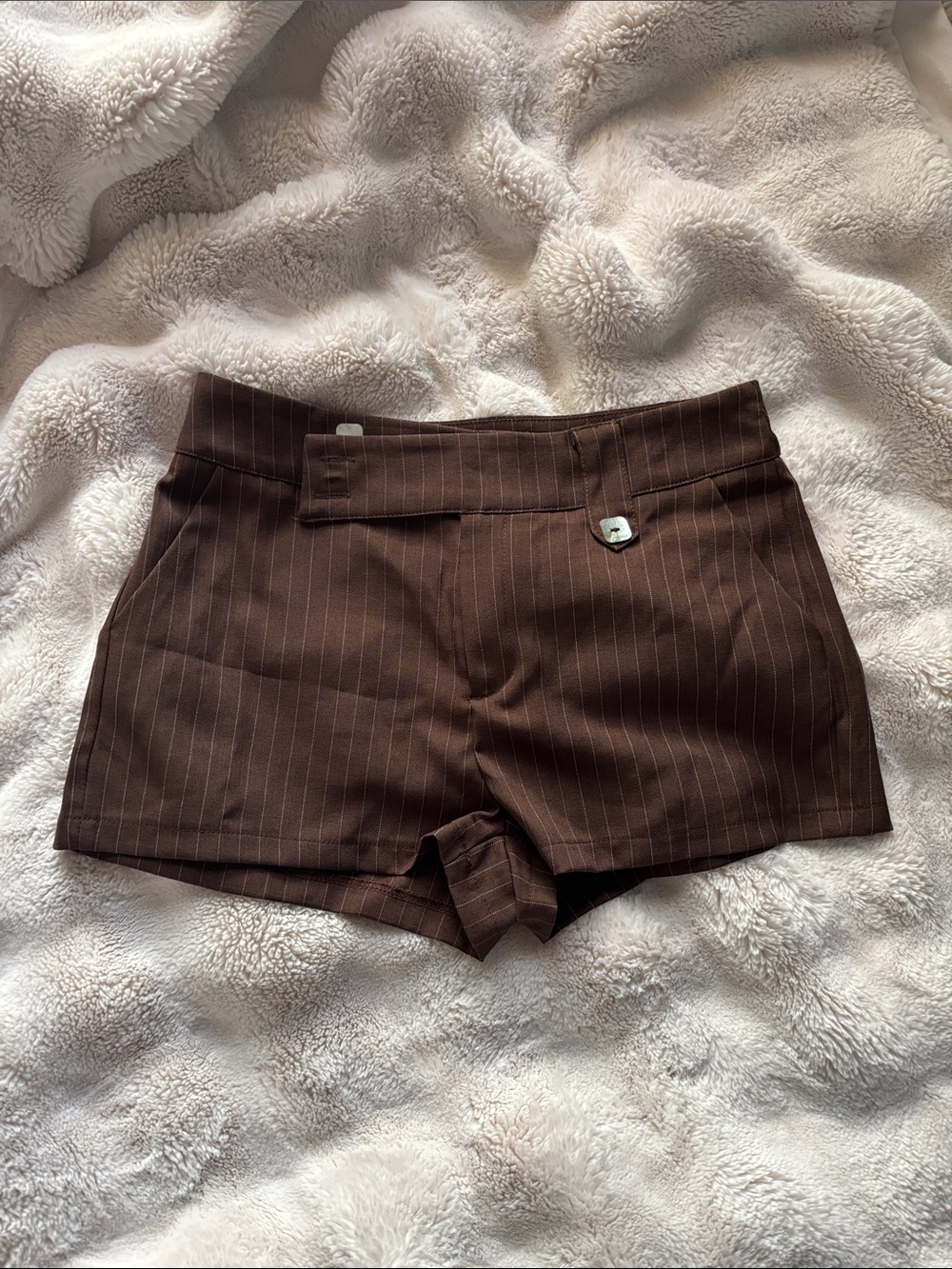 Amazon Brown Pinstripe High Waist Women's Shorts